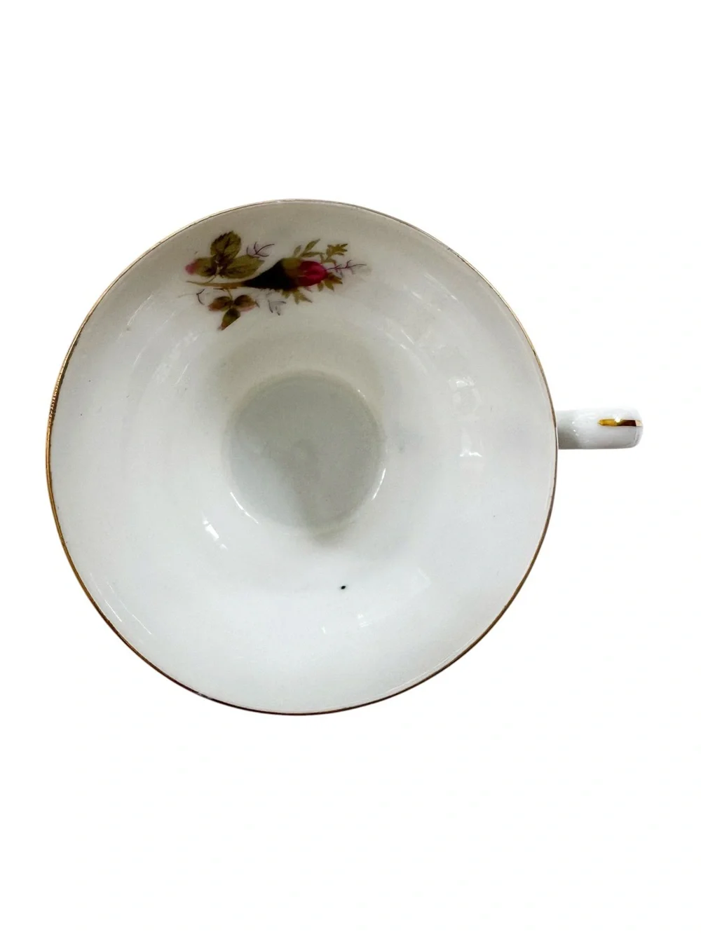Vintage Cherry China Moss Rose Teacup and Saucer Set Gold Trim Made in Japan